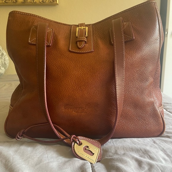Dooney & Bourke Vintage Rich Brown Leather Tote - Picture 3 of 16